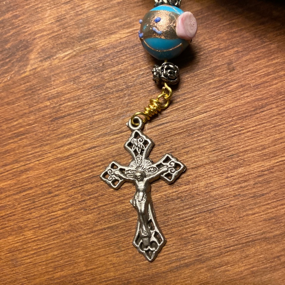 Rose Beaded Rosary Necklace